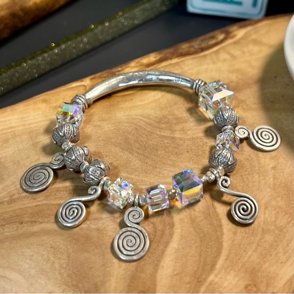 Vintage style Sterling Silver Bracelet with Swarovski beads - Picture 6 of 10